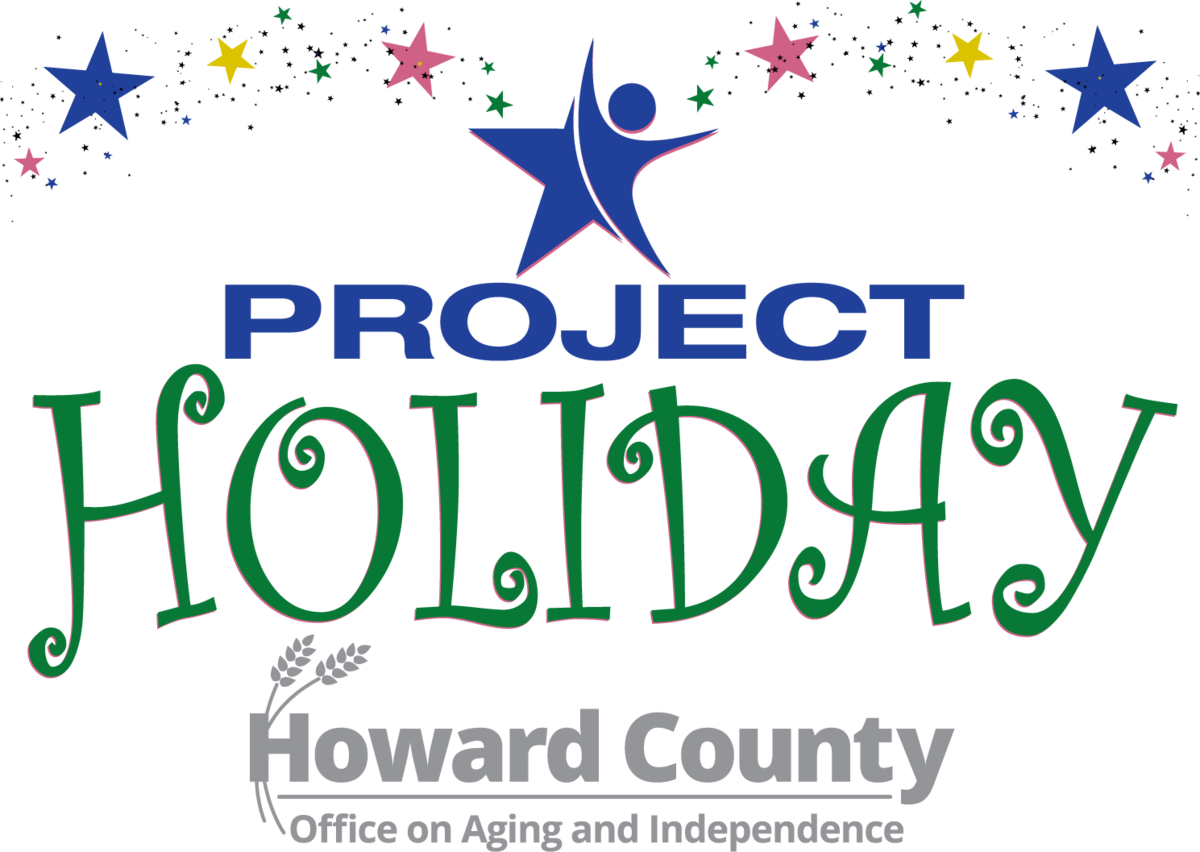 Project Holiday logo with star confetti. The Howard County Office on Aging logo is beneath it.