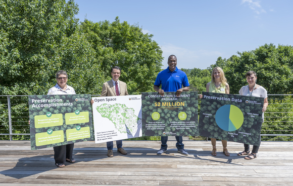 Group holding signs